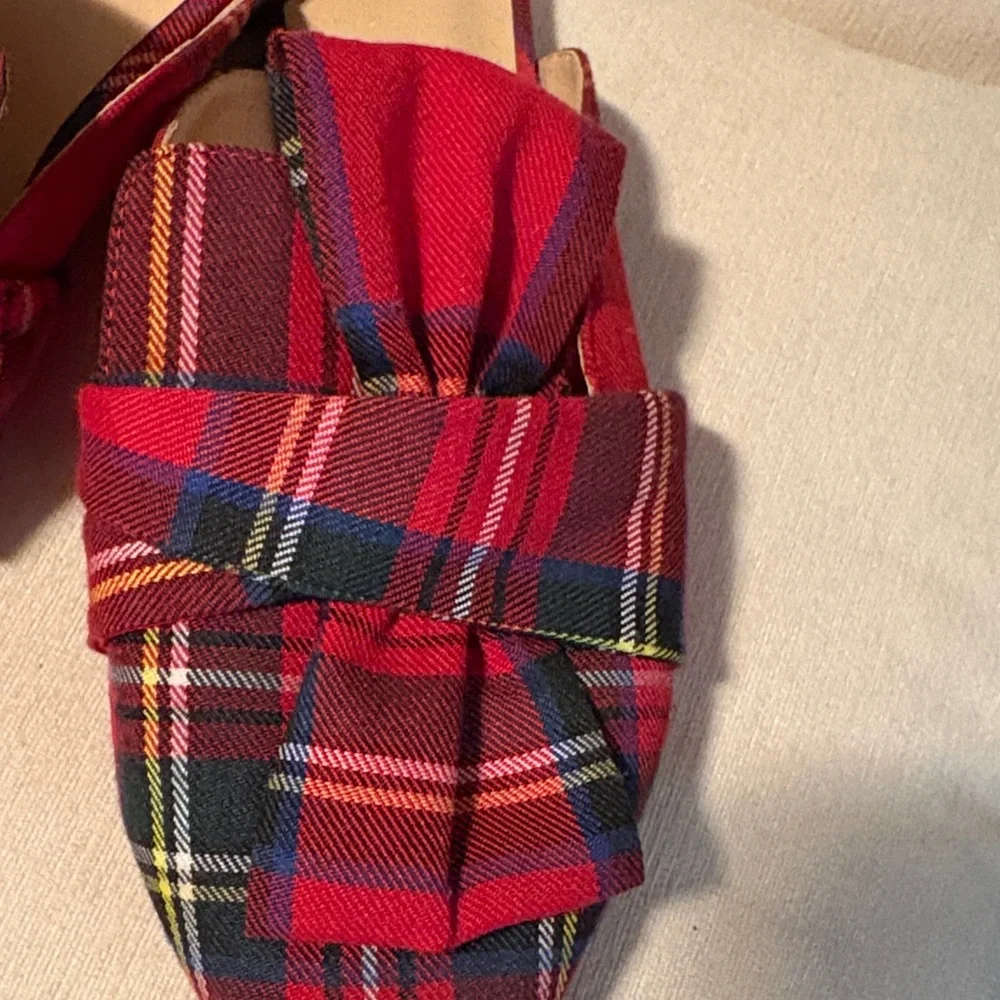 Plaid Red Bow Slip-On Women's Shoes - Picture 3 of 3